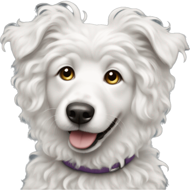 white curly haired dog small emoji