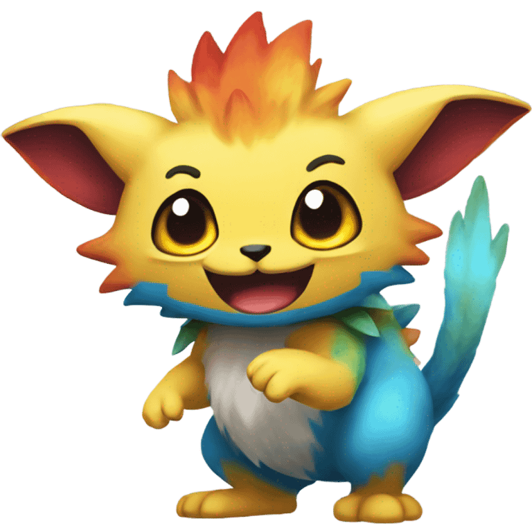 Colorful cute furry anthropomorphic painted Fakémon-Pokémon-creature emoji