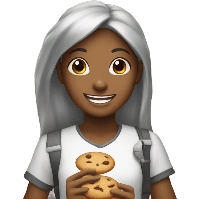 girls smiling with cookies emoji