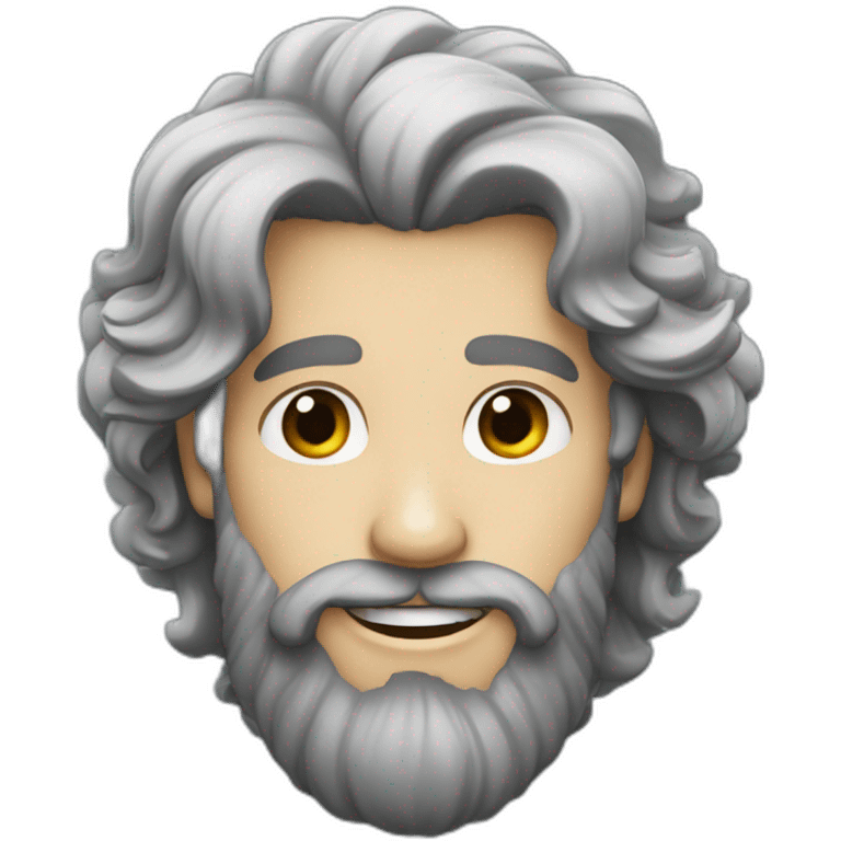 white guy with long curly black hair, medium beard and big nose smiling emoji