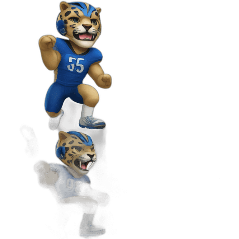 American football mascot jaguar in royal blue and black uniform emoji