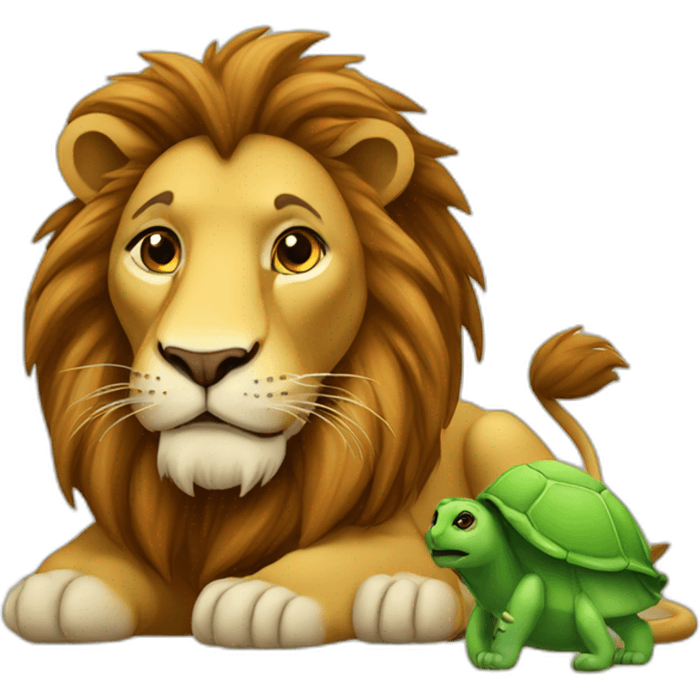 Lion avec tortue emoji