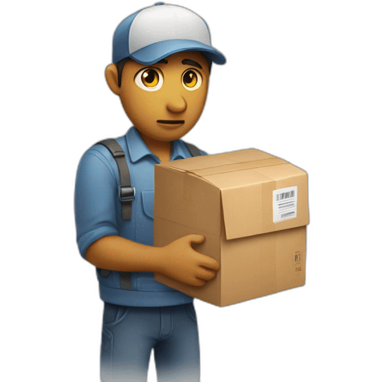 Sad courier delivering a package emoji