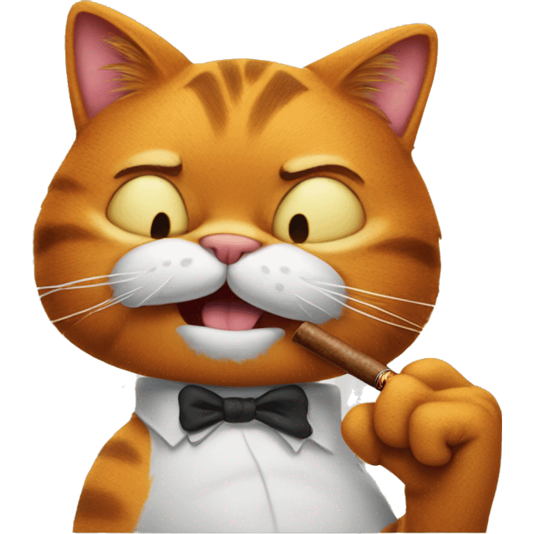 Garfield cat with a cigar emoji