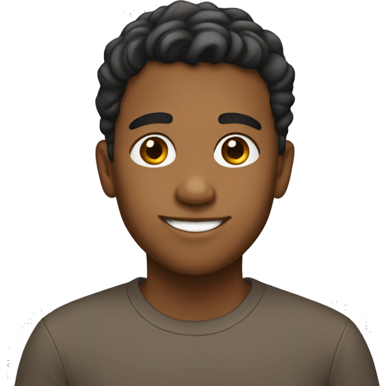 create a face of a brown boy, short straight hair, smiling emoji