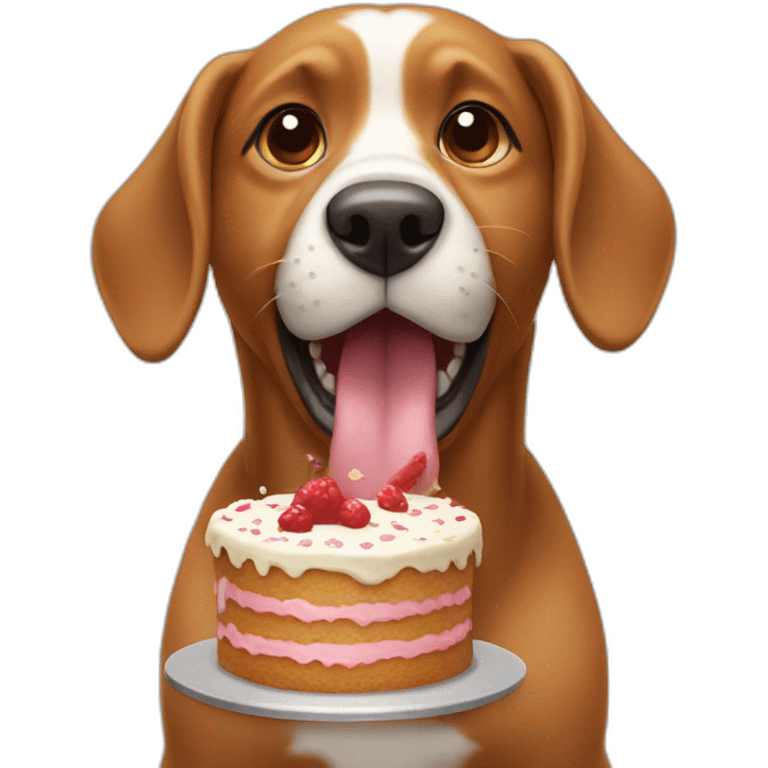 Dog eating cake emoji