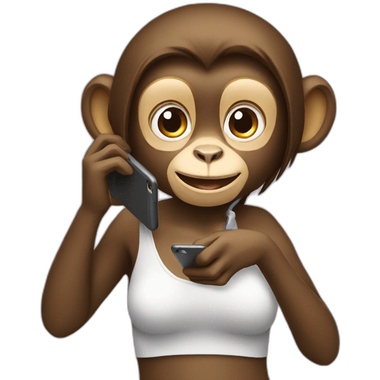 female monkey using a phone emoji