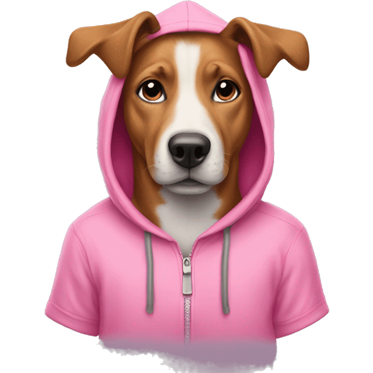 dog wearing a pink hoodie emoji