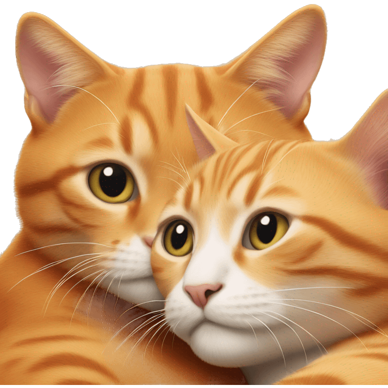 Two orange cats cuddling emoji