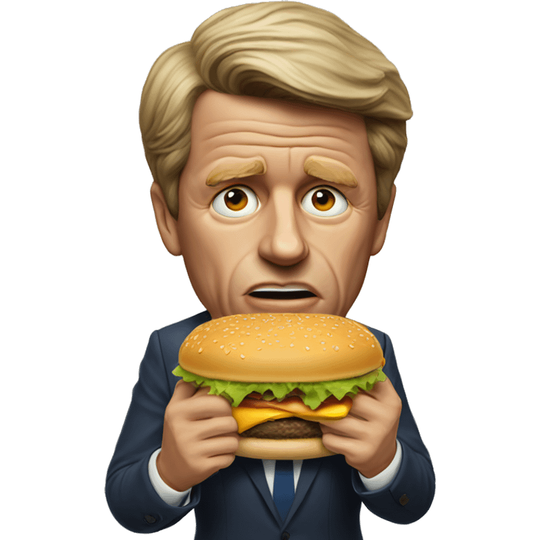 Robert Kennedy eating a burger and feeling sick emoji