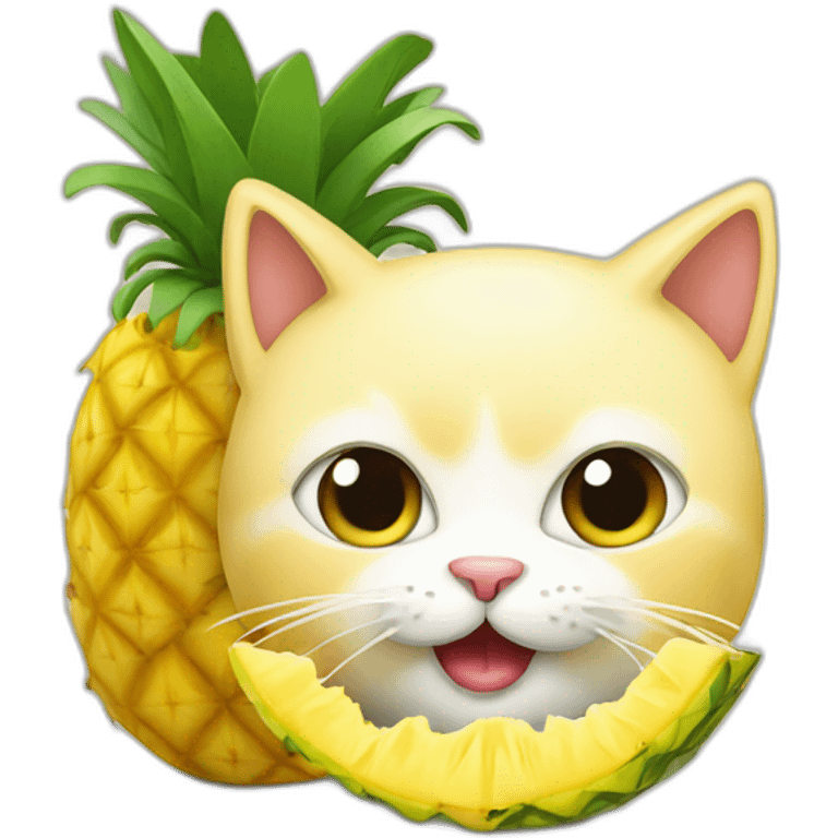 Cat eating ananas emoji