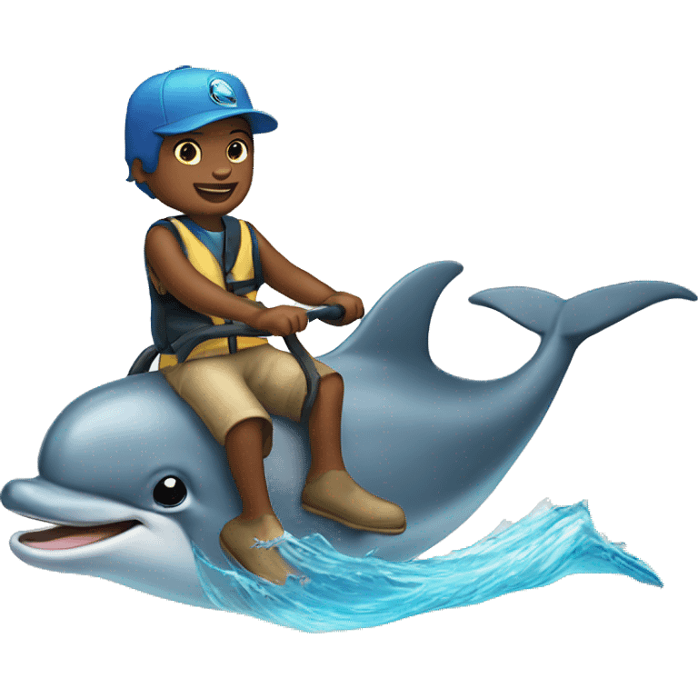 A dolphin riding a  emoji