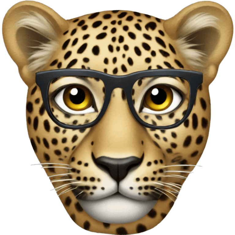 Leopard wearing eyeglasses emoji