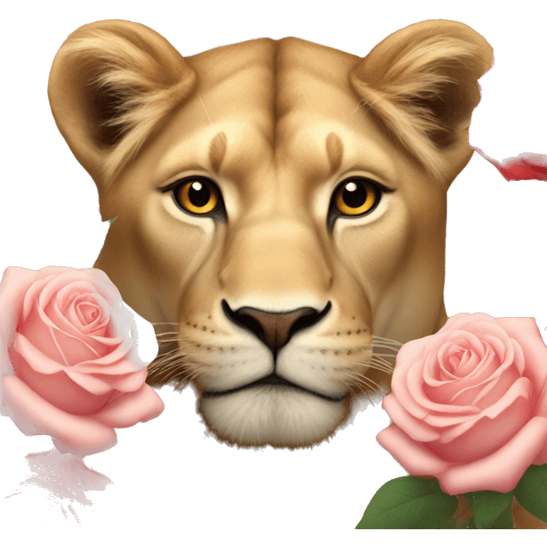 Lioness and roses  emoji