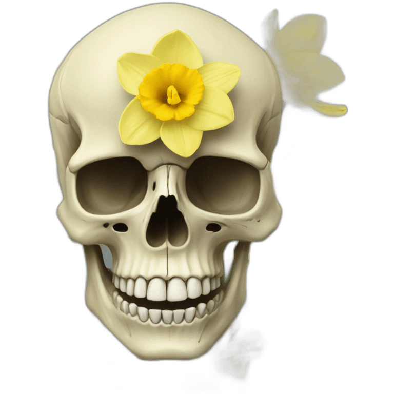 Skull in daffodil flower emoji