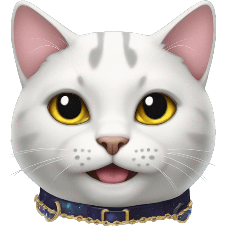 Cat wearing Dark iridescent collar  emoji