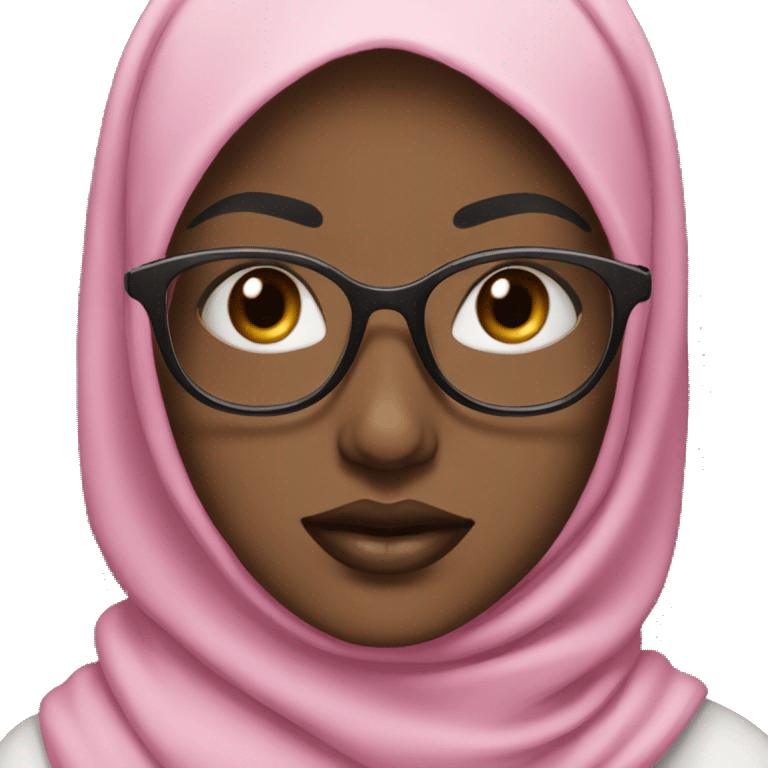 hijab with white skin with pink lips with glasses  emoji