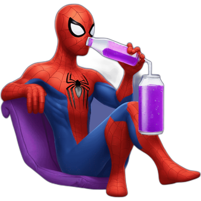 Spider Man drinking purple soda emoji