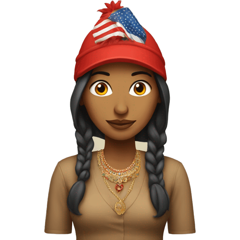 Indian woman with red Trump-cap emoji