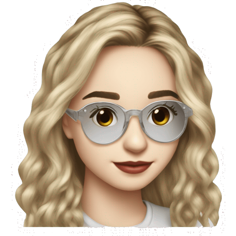 Sabrina Carpenter com óculos de grau estilo aviador transparente emoji