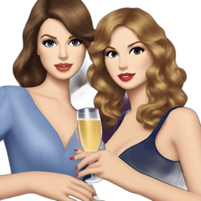 Lana del Rey & Taylor Swift drinking champagne emoji