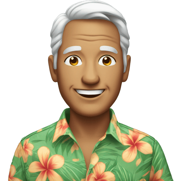 smiling older man in hawaiian shirt emoji