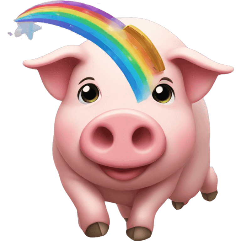 Pig with rainbow and rockets emoji