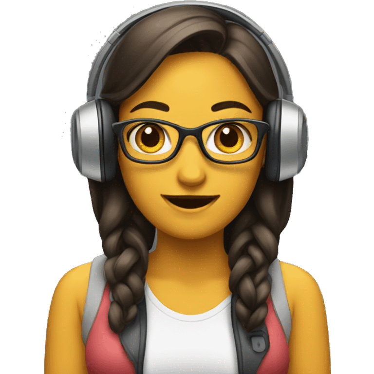 A women, with headphone and a phone emoji