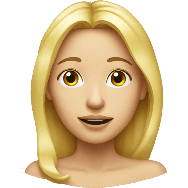 Blond woman from face, levitating had touching her nose emoji