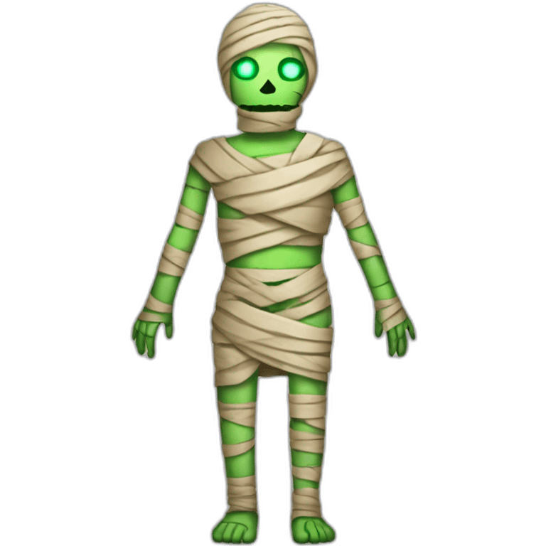 Full body Mummy with luminous green and purple-striped bandages emoji