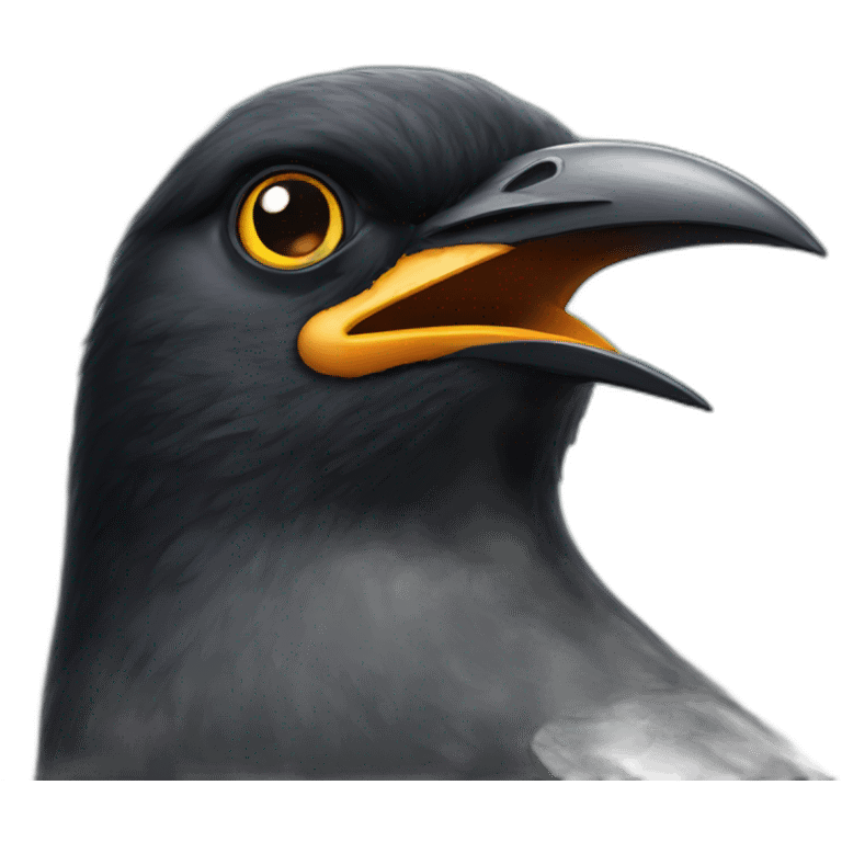 Close up of crazy blackbird emoji