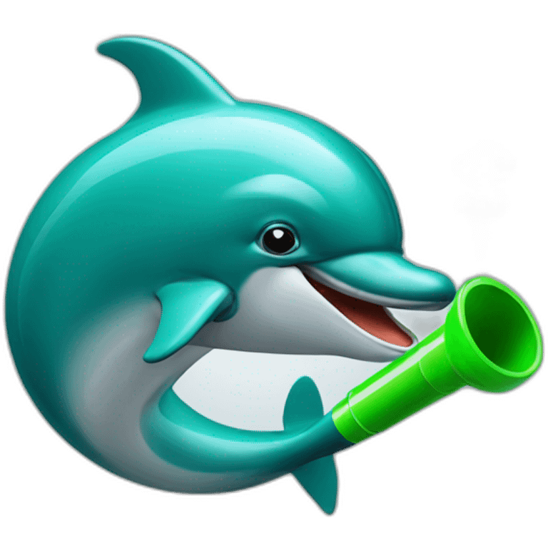 dolphin smoking a green pipe emoji