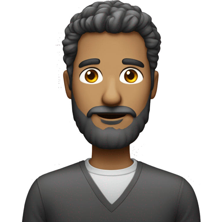 Homem branco cabelo curto com barba e óculos emoji