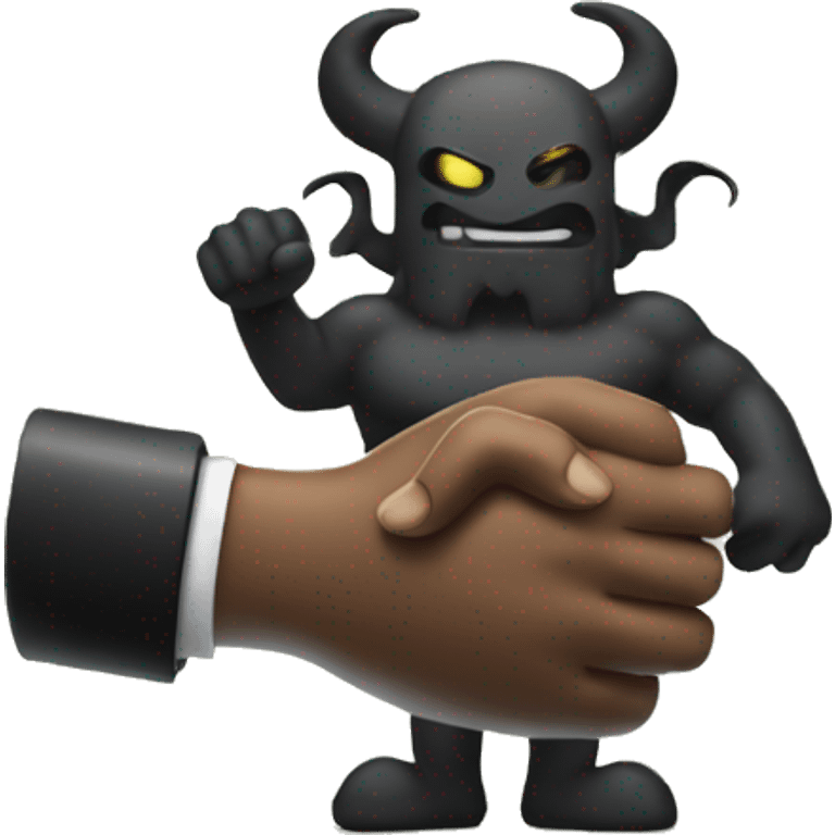 Shaking  hand with demon emoji