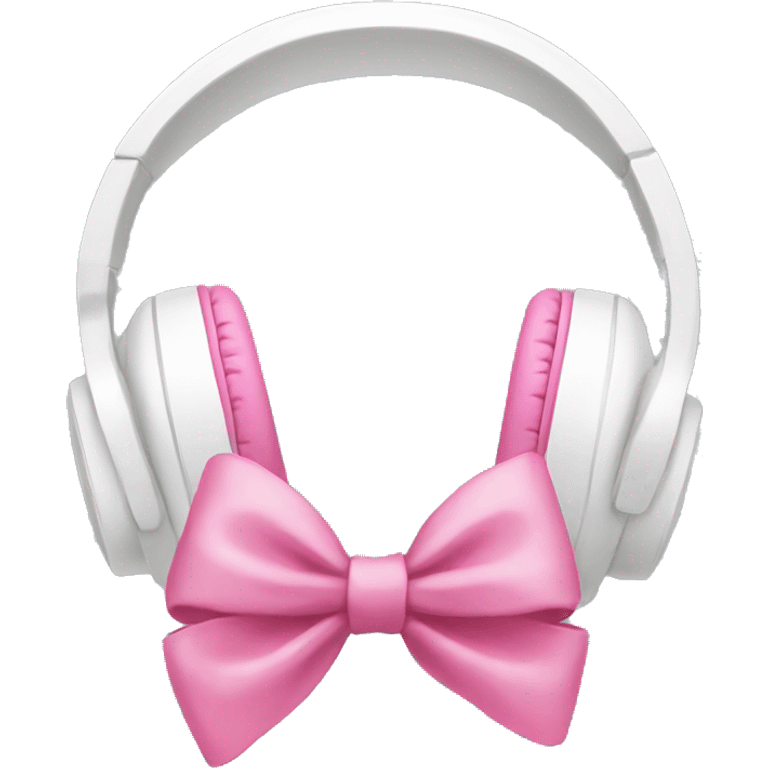 White headphones with a cute pink bow emoji