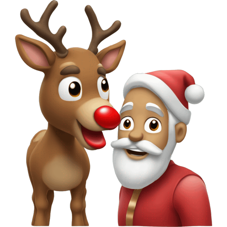 Santa with Rudolph the red nose reindeer  emoji