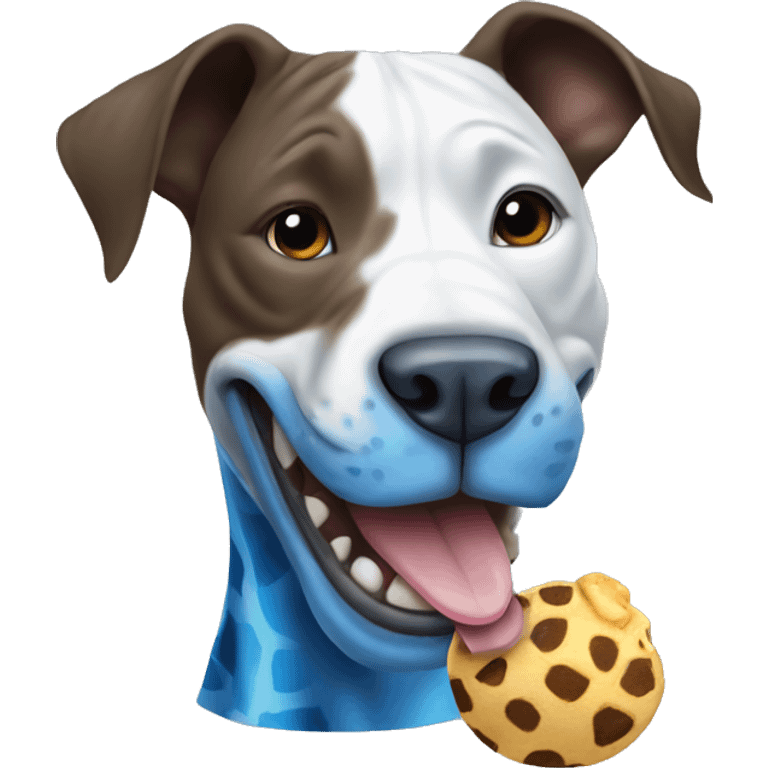 pitbull biting a blue giraffe emoji