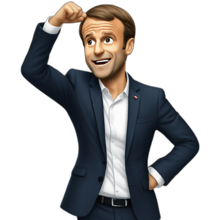 Emmanuel Macron make dab emoji