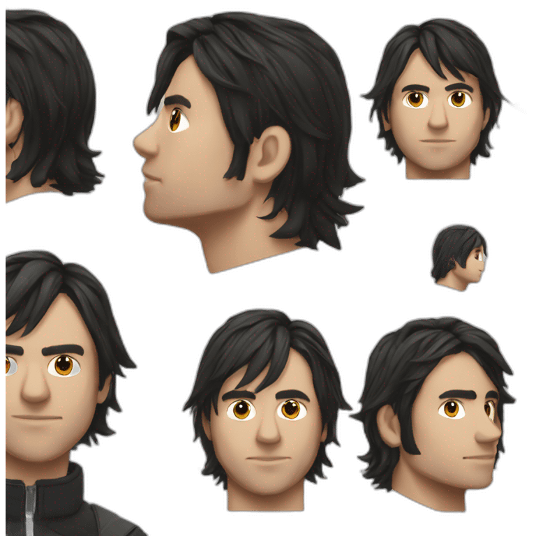 Orelsan black hairs with a White streak  france emoji