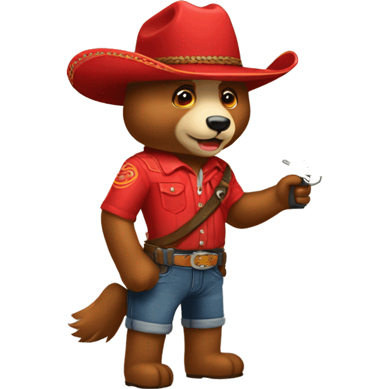 Oso rojo con sombrero de vaquero emoji