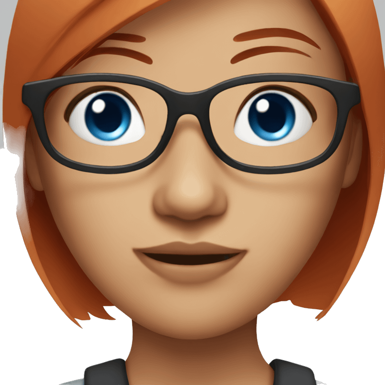 Girl with red straight hair, blue eyes, glasses and a nose ring  emoji