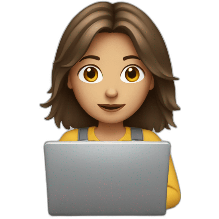 Brown hair girl with a laptop emoji