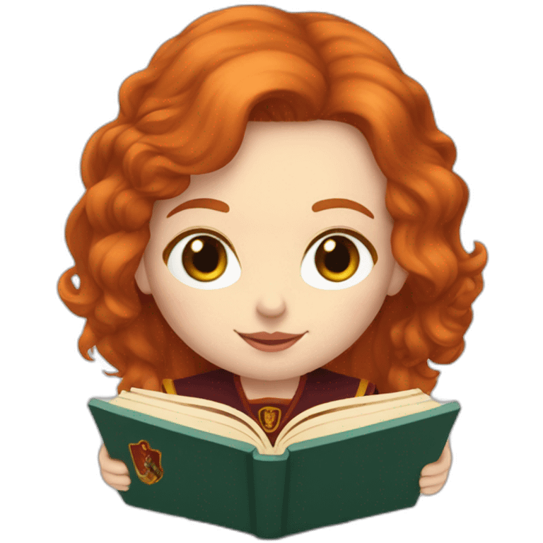 Pale skinned gryffindor Redhead reading a book emoji