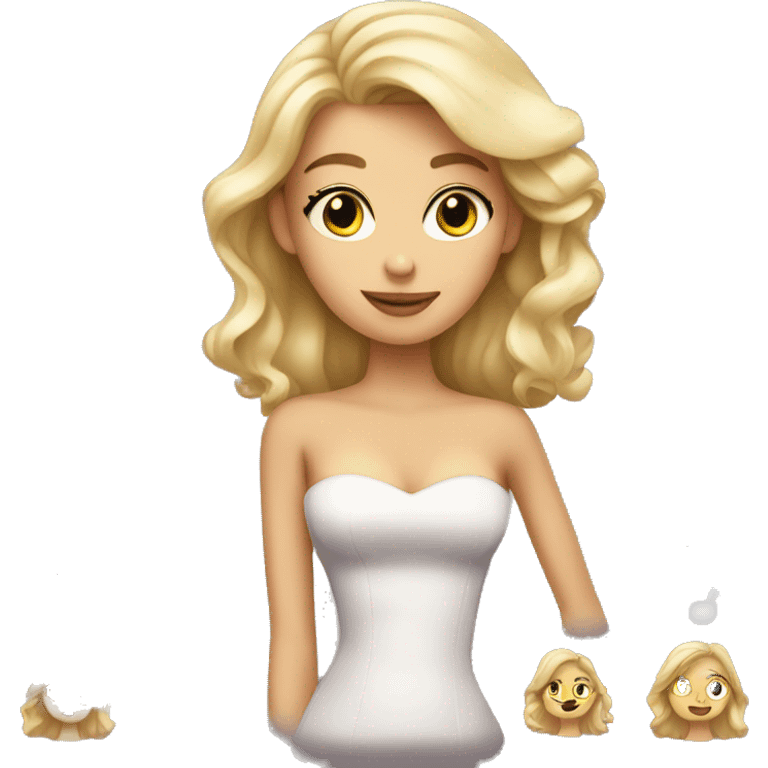 blonde girl in strapless dress emoji