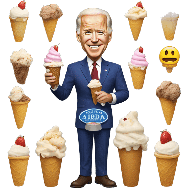 Joe Biden eat ice cream during the war emoji