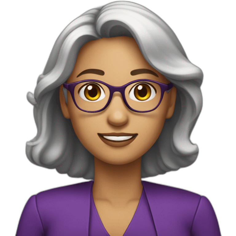 Professora com capelo de formatura roxo emoji