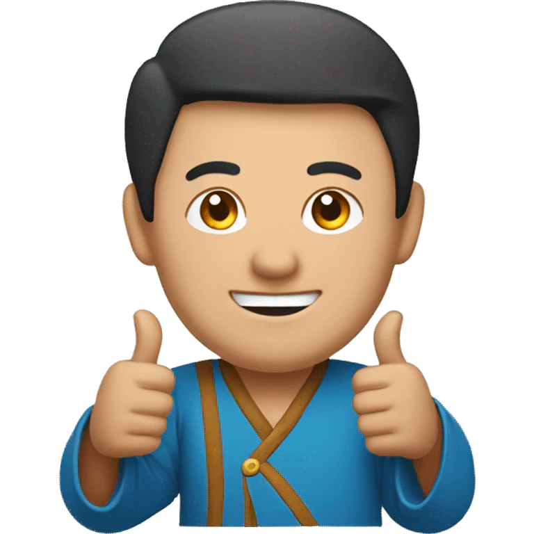 Smiling Mongolian man showing thumbs up  emoji