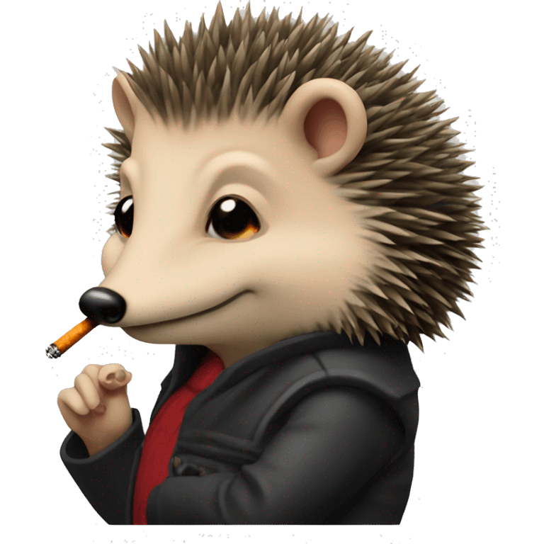 Red gothic female hedgehog smoking a cigarette emoji