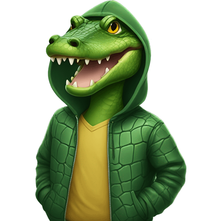 Cool alligator with hoodie  emoji