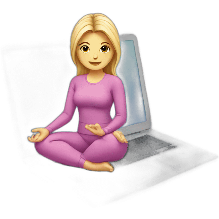 laptop with yoga clothing emoji